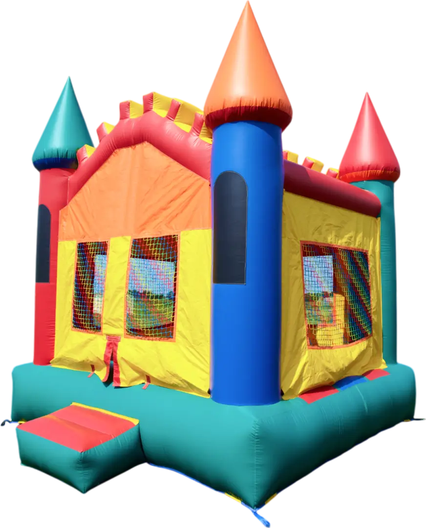 Colorful castle bounce house for kids.