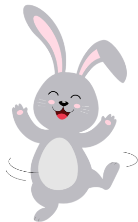 Happy bunny rabbit jumping joyfully.