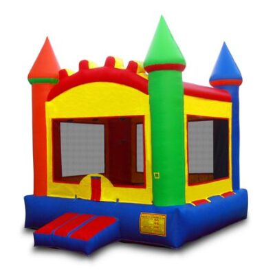 Colorful inflatable bouncy castle for children.